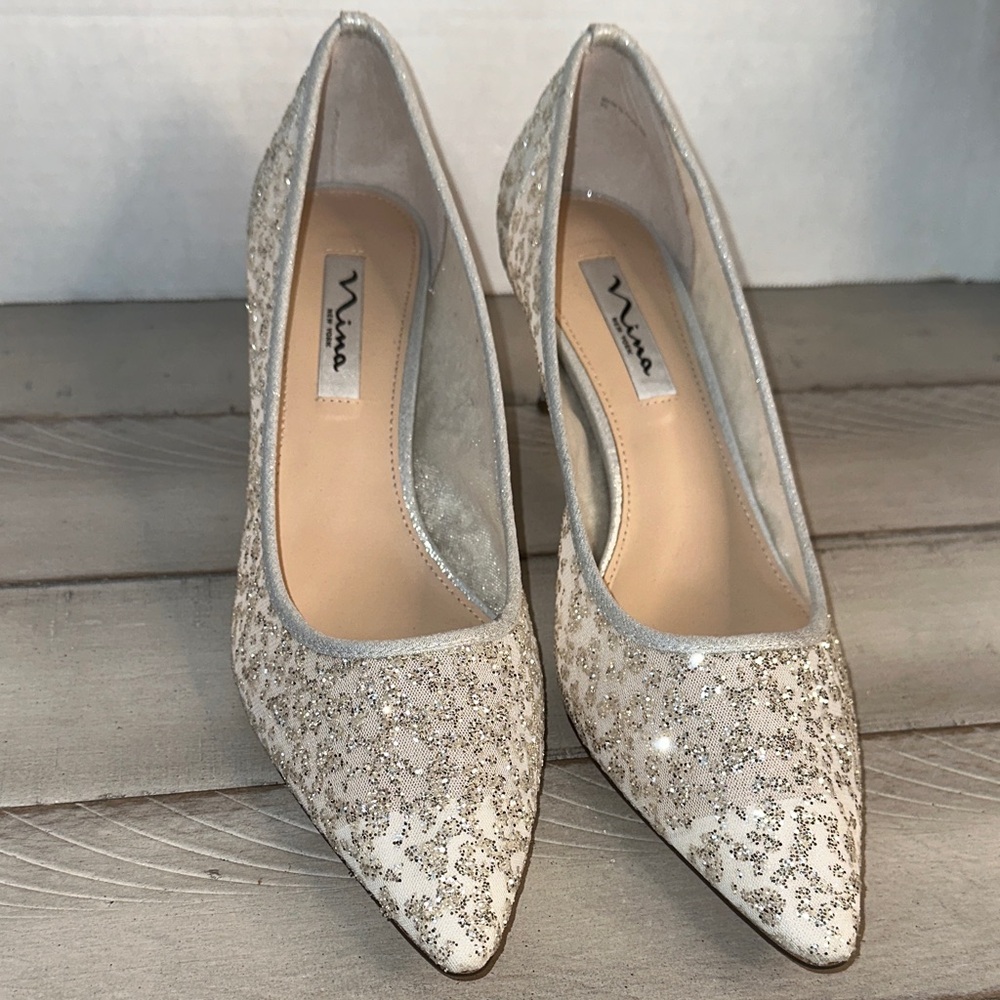 Nina Glittering Silver‎ Heels